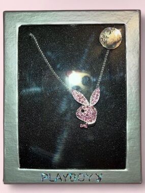 Vintage 2000s Playboy Bunny Pink Rhinestone Playmate Necklace